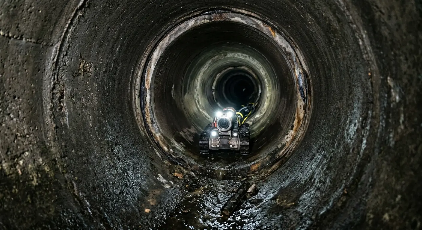 Robotic sewer camera inspecting pipe interior for Sewer Line Cleaning in South Strabane